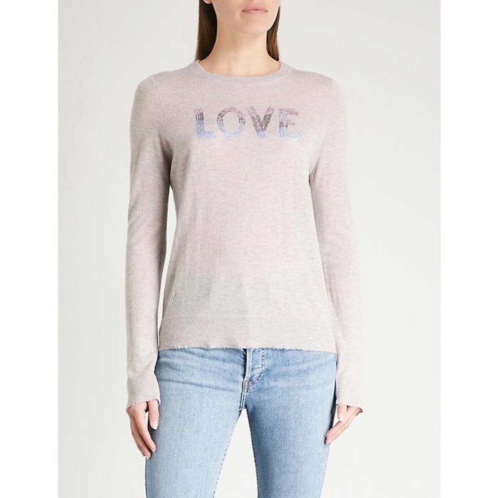 ZADIG & VOLTAIRE Love-embellishment Cashmere Sweater In Nacre (120)